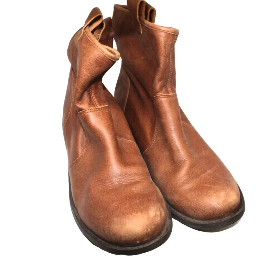 Sole Society Natasha Sz 9.5M Distressed Brown Leather Ankle Pull On Boot Bootie - Picture 5 of 16